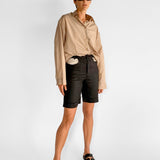 Contrast Pocket Linen Shorts