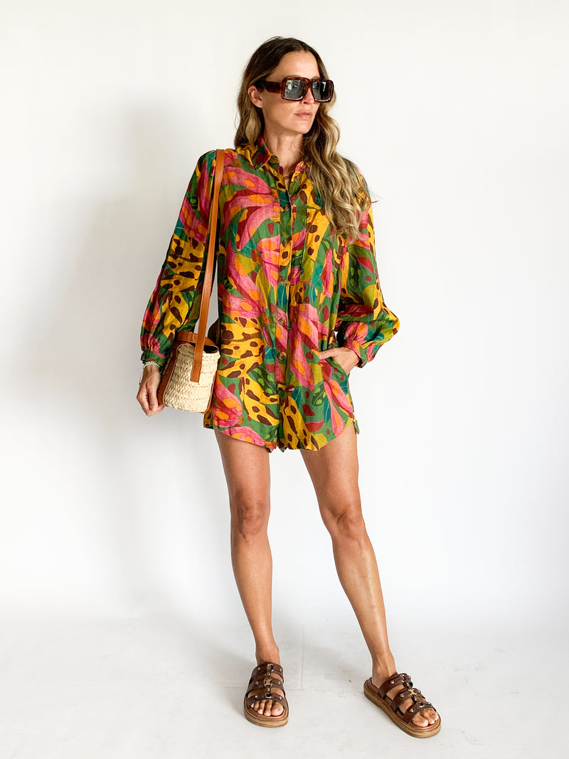 Tropical Banana Print Playsuit