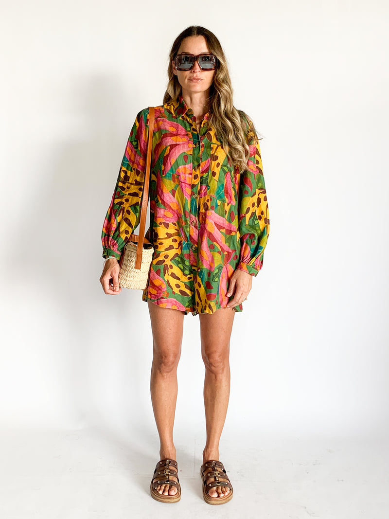 Tropical Banana Print Playsuit