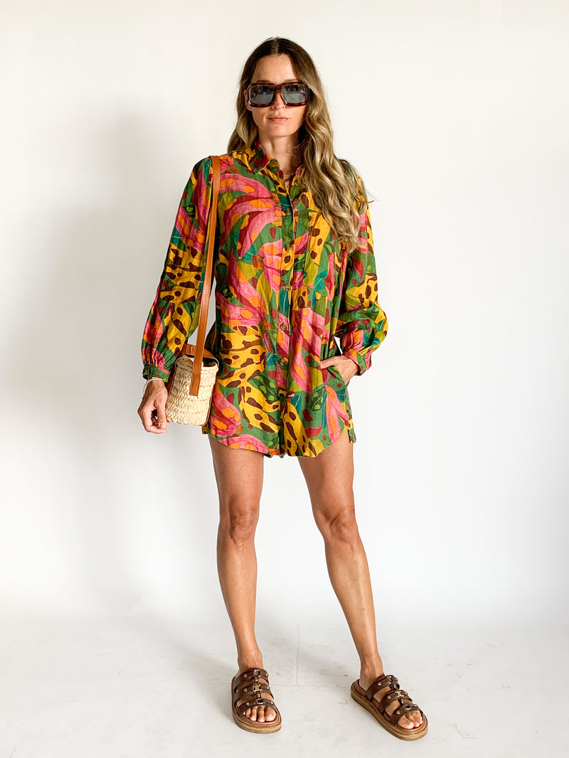 Tropical Banana Print Playsuit