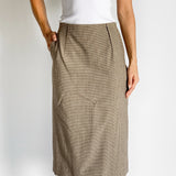 Fendi Houndstooth Wool Midi Skirt