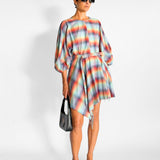 Check Belted Mini Dress