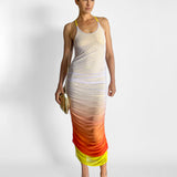 Dawn Floral Vela Double Strap Mesh Dress