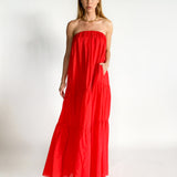 Voluminous Strapless Tiered Dress