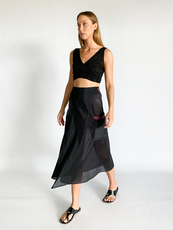 Cotton Silk Wrap Skirt