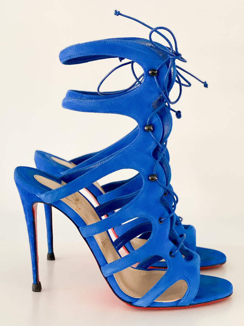 Blue Gladiator Women's Sandals - Summer High Heels Shoes - Buckle Stra –  Deals DejaVu