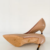 Patent Pumps With Bamboo Heel