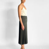 Drop Waist Pleat Midi Skirt