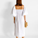 Shirred Linen Dress