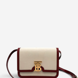 Two Tone Canvas and Leather TB Bag