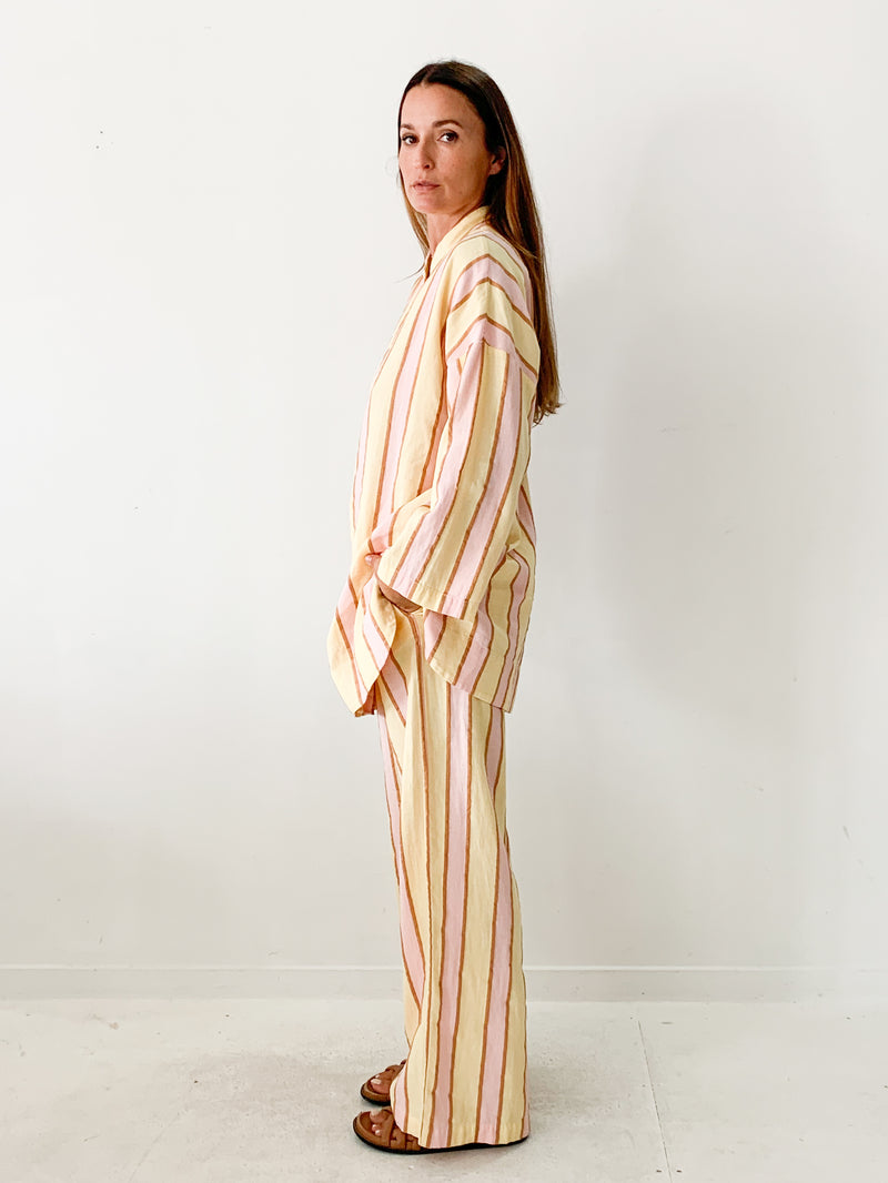 Woven Stripe Tunic And Pant Set