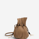 Pleat Leather Bucket Handbag