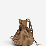 Pleat Leather Bucket Handbag