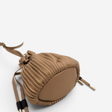 Pleat Leather Bucket Handbag