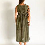 Pin tuck khaki cotton dress