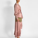 Silk Wrap Midi Dress