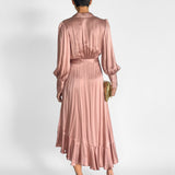 Silk Wrap Midi Dress