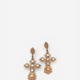 Cross pearl earrings