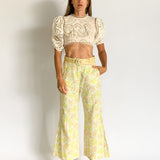 Floral print linen kick-flare pants