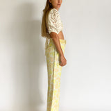 Floral print linen kick-flare pants