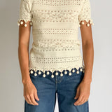 Postcard Crochet Knit Tee In Ecru