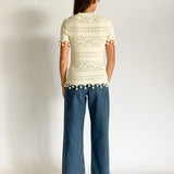 Postcard Crochet Knit Tee In Ecru