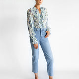 Floral Frill Collar Silk Blouse