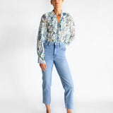 Floral Frill Collar Silk Blouse