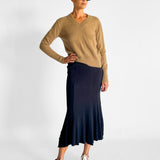 Ribbed Knit Godet Skirt