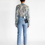 Floral Frill Collar Silk Blouse