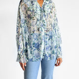 Floral Frill Collar Silk Blouse