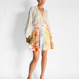 Postcard Pleated Mini Skirt