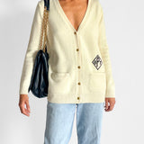 Monogram Wool V Neck Cardigan