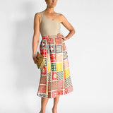 Pleated Print Silk Skirt