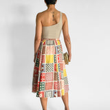Pleated Print Silk Skirt