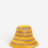 Logo Striped Raffia Bucket Hat