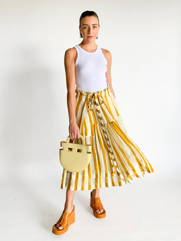 Linen Stripe Maxi Skirt