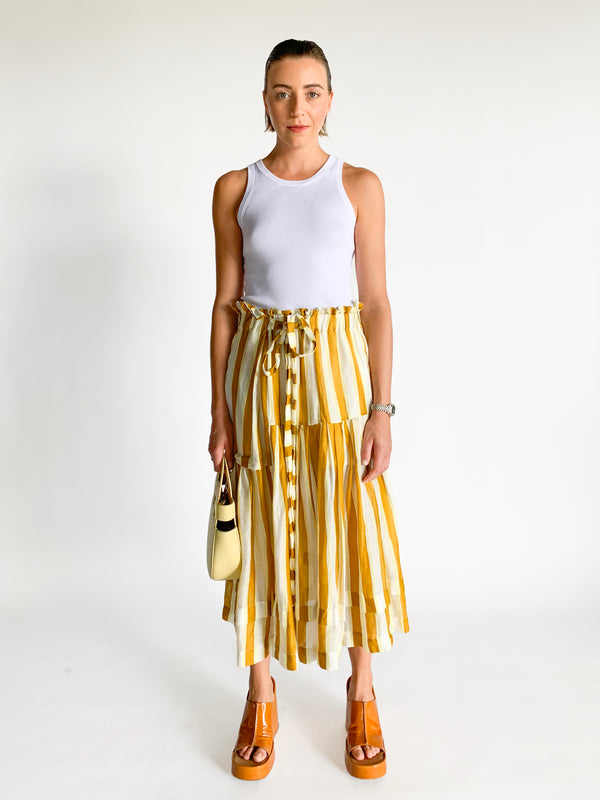 Linen Stripe Maxi Skirt