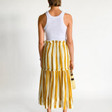 Linen Stripe Maxi Skirt