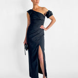 Asymmetrical Draped Maxi Dress