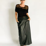 Classico Leather Midi Skirt