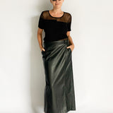 Classico Leather Midi Skirt