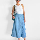 Duane Denim Midi Wrap Skirt