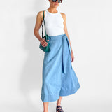 Duane Denim Midi Wrap Skirt