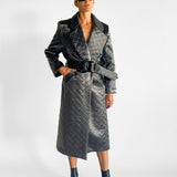 Metallic Quilted Long Coat