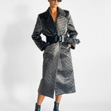 Metallic Quilted Long Coat