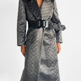 Metallic Quilted Long Coat