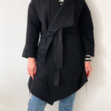 Raw Hem Belted Wool Coat