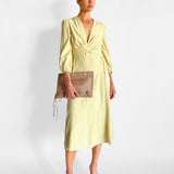 Linen Wrap Midi Dress