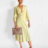 Linen Wrap Midi Dress